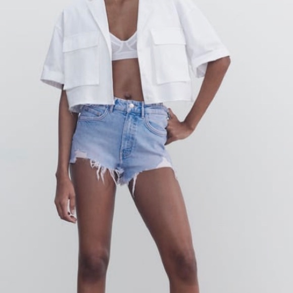 Zara HI RISE DENIM SHORTS - Picture 1 of 8